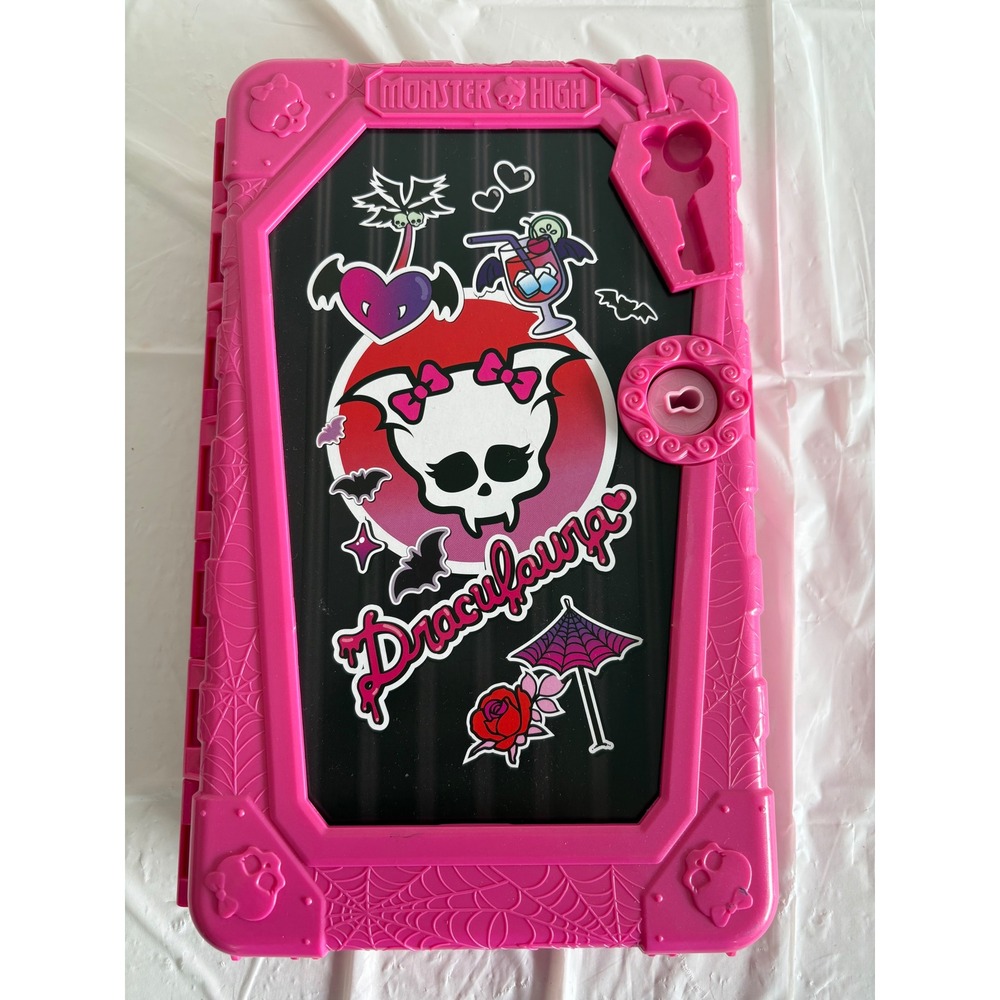 Monster High Draculaura Coffin Storage Case Pink Black Skull Accessory Box